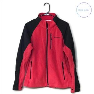 Columbia red full zip fleece jacket